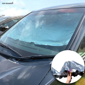 サンシェード 車 折り畳み フロント ガラス 傘タイプ ドアウィンドウ用サンシェード2つ付き 収納ケース付き