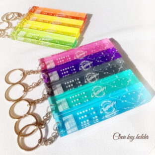 クリアキーホルダー おすすめ アクリル 9カラー ホテルキー 透明 Aタイプ　ゴールドパーツ シルバーパーツ Outfields